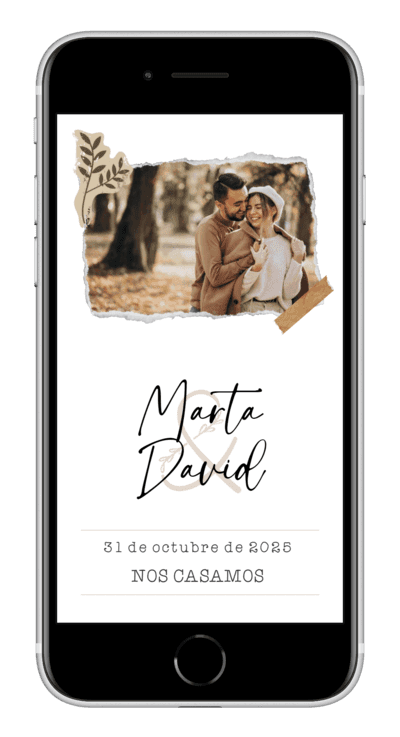 Invitación digital de boda vintage personalizada 2